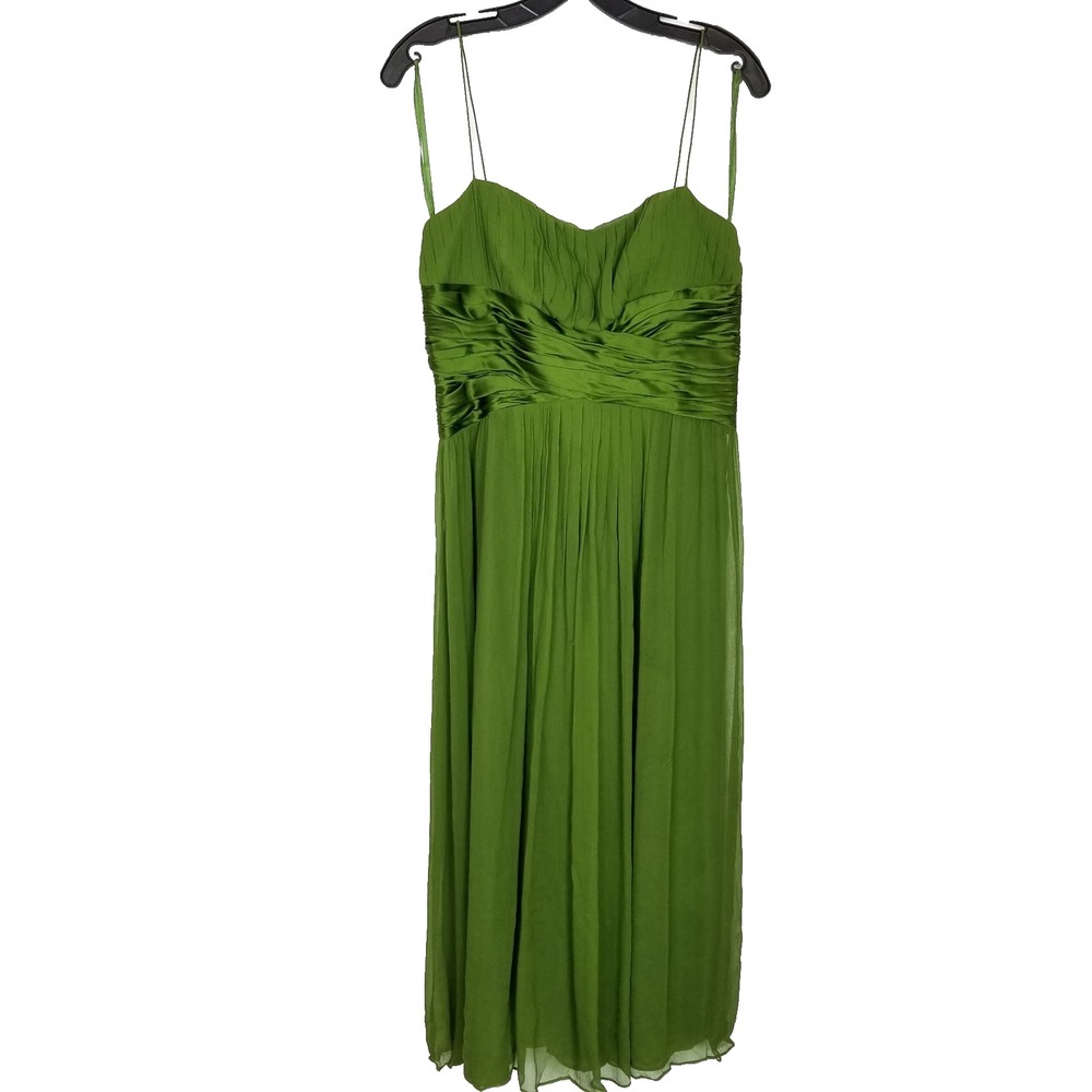 Jones New York Silk Embellished Strap Dress Sz 10 Green Fairy Y2K Prom Midi